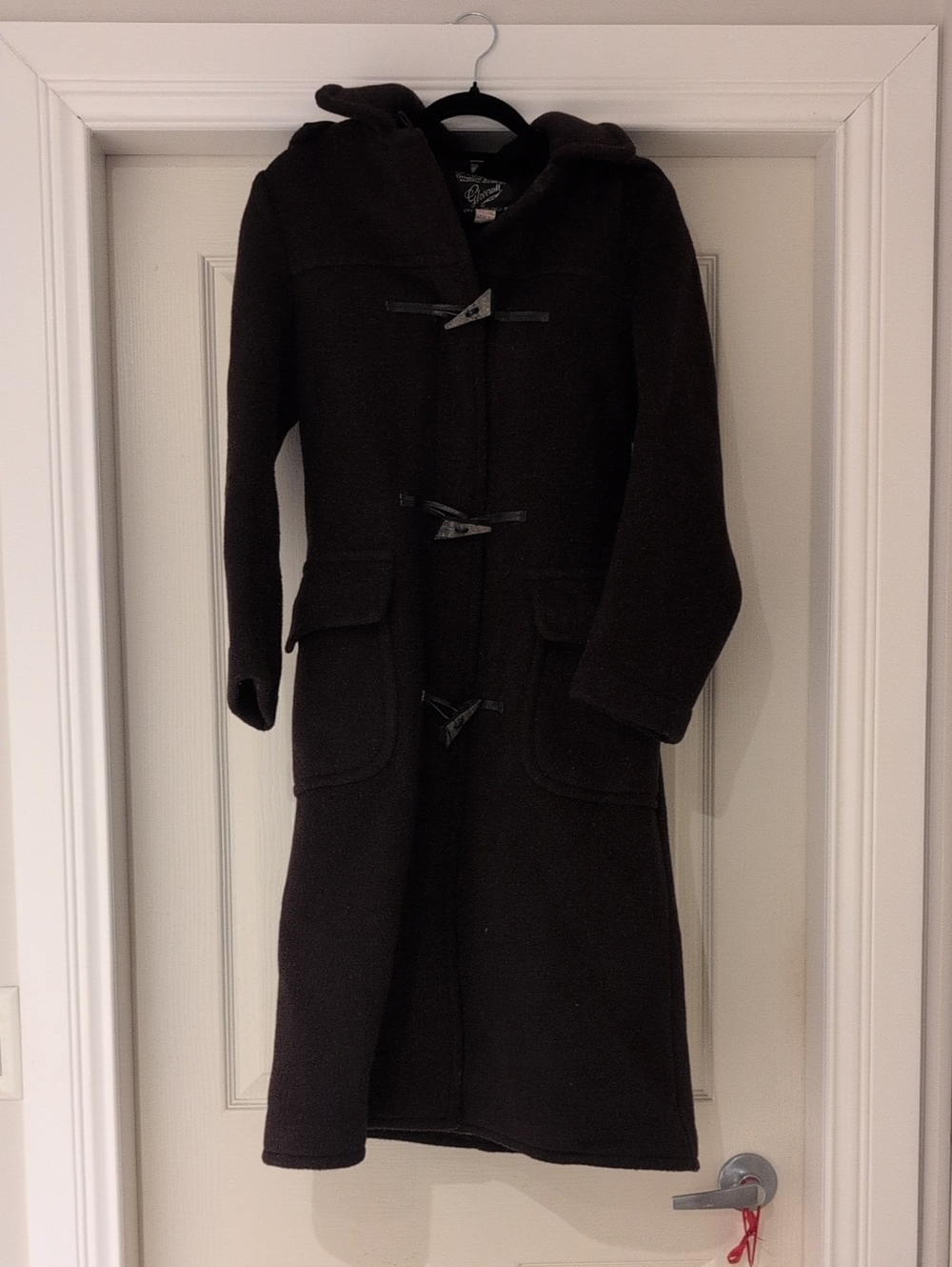 Gloverall Wool Toggle Duffle Coat - Dark Brown Hooded Jacket